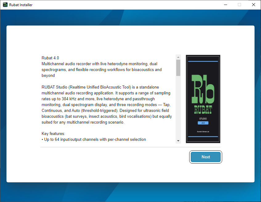 Installer — Welcome screen