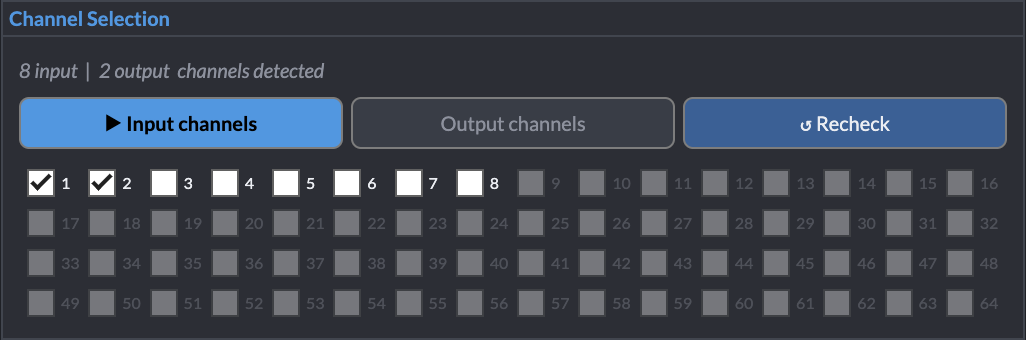 Channel Selection Panel